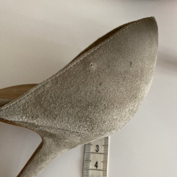 Vince Suede Dorsay Heels Womens Sz 6 M Taupe Biege Italian Office Pointed Toe - Picture 13 of 16